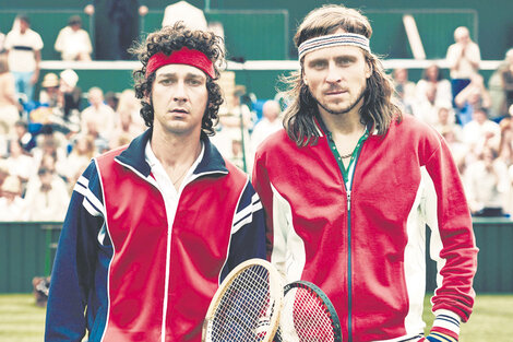 Shia LaBeouf como McEnroe y Sverrir Gudnason como Borg.