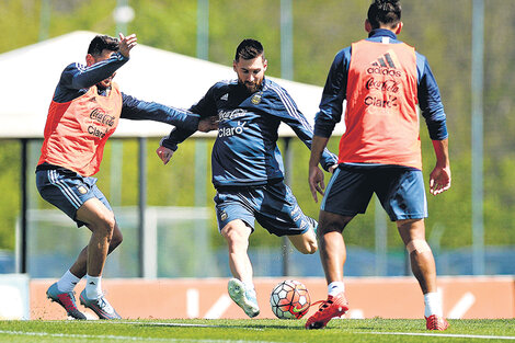 Entrenamiento de la Selección, ayer en el predio de la AFA.