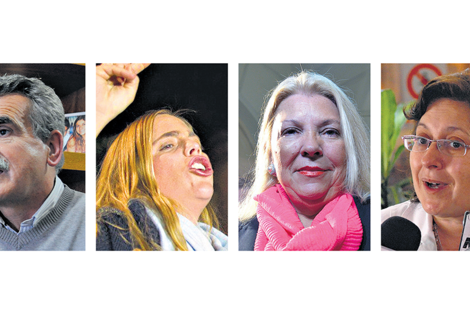 Agustín Rossi y María Emilia Soria (Frente para la Victoria); Elisa Carrió (Vamos Juntos) y Graciela Ocaña (Cambiemos).