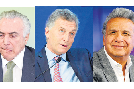 Michel Temer, Mauricio Macri y Lenín Moreno