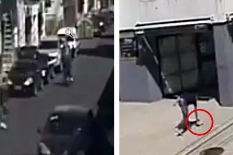 Rosario/12 accedió al video en el que se ve cómo el policía acomoda el arma del delincuente.
