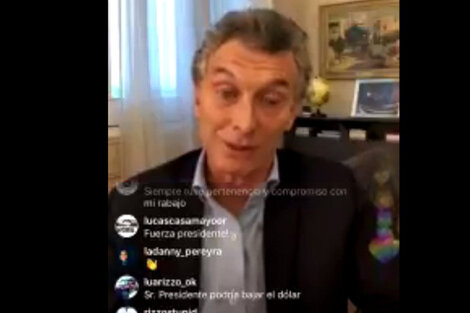 Macri, durante su conferencia por Instagram.