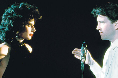 Con Isabella Rossellini en el set de Blue Velvet