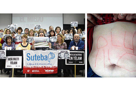 Conferencia de prensa de Suteba donde denunciaron el secuestro de la docente de Moreno.