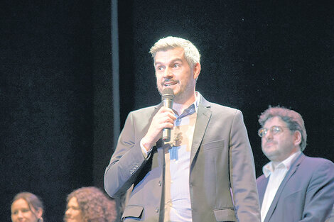 El jefe de Gabinete, Marcos Peña, encabezó ayer un encuentro del oficialismo en el Teatro Regina. (Fuente: NA)