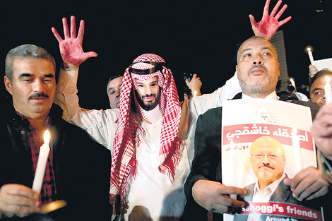 Protesta frente al consulado de Arabia Saudita en Estambul adonde Khashoggi fue llevado con engaño.