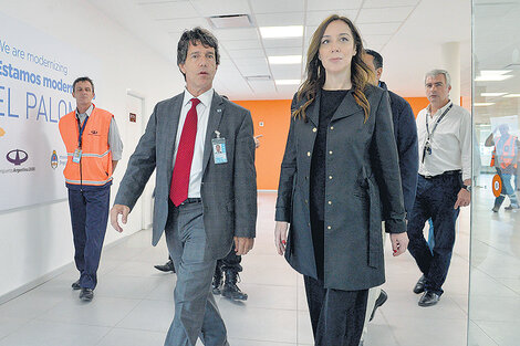 La gobernadora Vidal recorrió ayer obras en el aeropuerto de El Palomar.