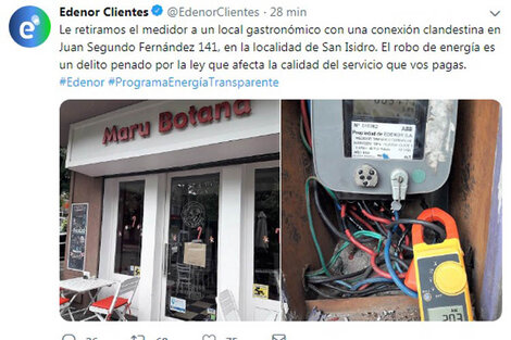 Edenor denunció a Maru Botana por colgarse de la luz