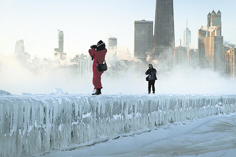 El río congelado, en Chicago, donde la temperatura fue más fría que en Marte.