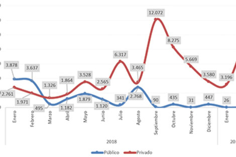 Evolución de despidos y suspensiones 2018-2019