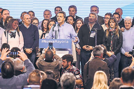 Massa en un momento de su discurso en Parque Norte.