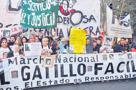 La cabecera de la marcha en el centro porteño.