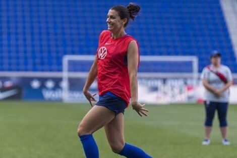 Morgan sonríe durante un entrenamiento.