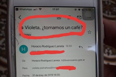 El mail que el gobierno porteño envió a una menor a un correo interno escolar.