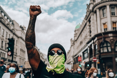 Lewis Hamilton, en las protestas contra el racismo en el Hyde Park de Londres.