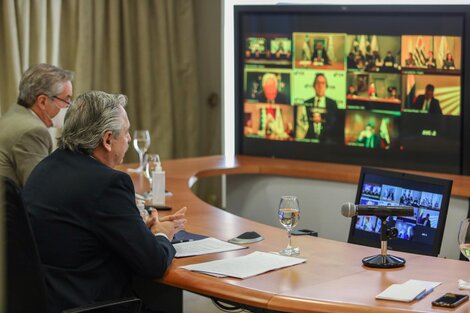 El presidente Alberto Fernández participó esta mañana en una reunión virtual del Mercosur. 