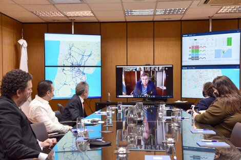 Los responsables del Enacom, durante la videoconferencia de hoy. 