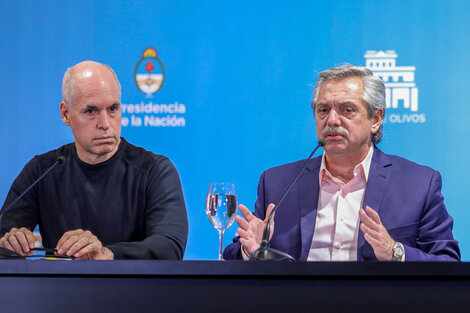 Horacio Rodríguez Larreta y Alberto Fernández, con miradas muy diferentes.