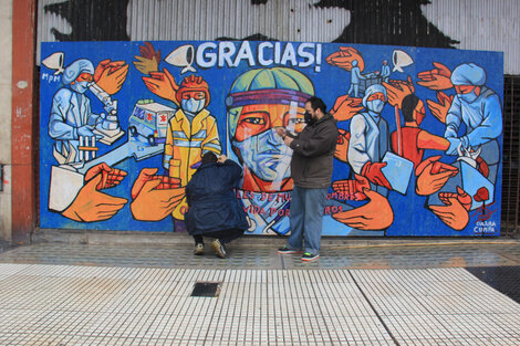 Mural en la casa de las Madres para los trabajadores esenciales