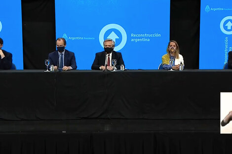 Alberto Fernández, durante el encuentro con el gobernador Bordet. 