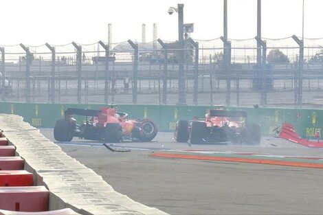 Otra debacle de Ferrari: Vettel se accidentó y Leclerc casi lo choca