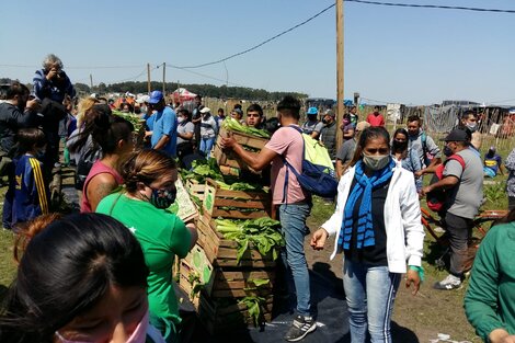 Verdura gratis en la toma de Guernica: la Unión de Trabajadores de la Tierra donó 10 mil kilos