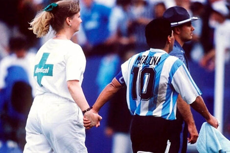 Maradona y la enfermera que lo condujo hasta el control antidoping del 94.