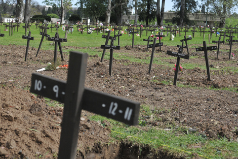 El sector covid-19 del cementerio de la Chacarita, con un trabajo diario intenso.