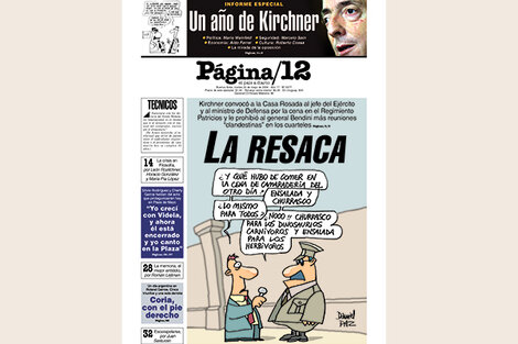 La tapa de PáginaI12 del 25 de mayo de 2004.