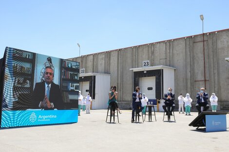 El Presidente en el evento donde un frigorífico exportador anunció inversiones por 187 millones de dólares. 