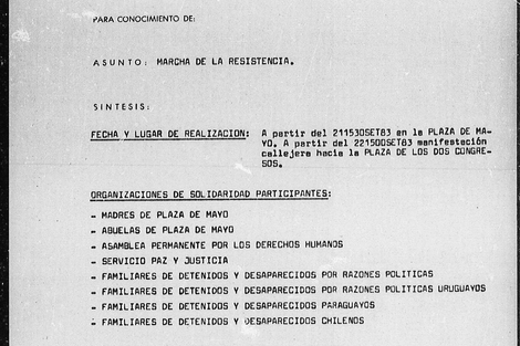 La carátula del parte de Inteligencia sobre la Marcha del 21 de septiembre de 1983