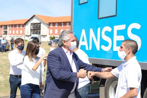 Alberto Fernández este domingo a la mañana en Chapadmalal, en el acto donde promulgó la nueva modalidad de haberes jubilatorios.