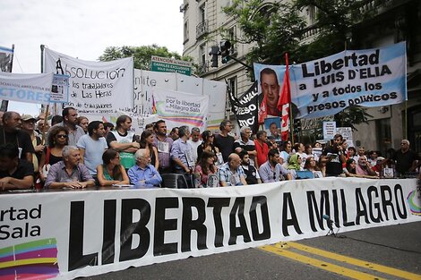 La movilización del segundo aniversario de la detención de la dirigente.