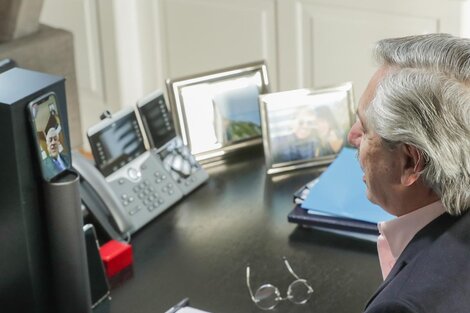 Alberto Fernández y Sebastián Piñera, durante una videoconferencia que compartieron en agosto pasado.