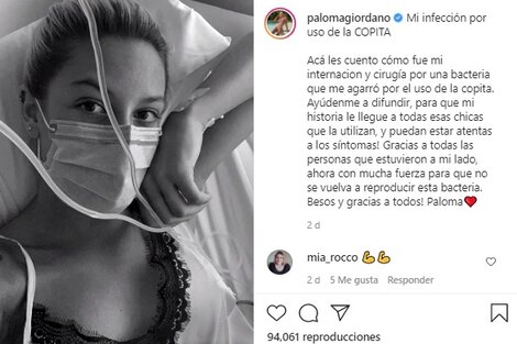 Especialistas explican que el caso de la atleta Paloma Giordano no está relacionado con el uso de la copita menstrual