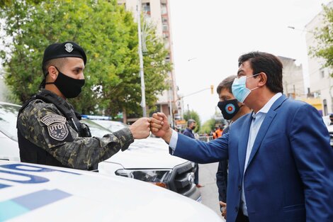 El intendente de La Matanza, Fernando Espinoza, el gobernador bonaerense, Axel Kicillof, y el ministro de Seguridad de la provincia, Sergio Berni, encabezaron el acto.