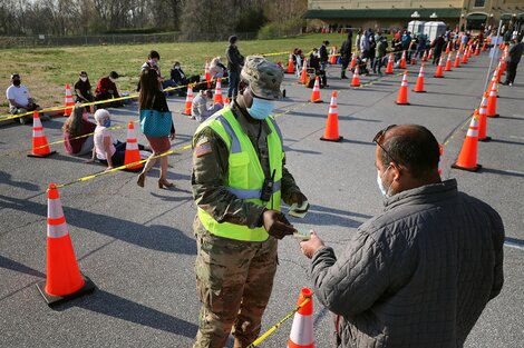 Vacunación masiva en un shopping de Hagerstown,estado de Maryland. (Fuente: AFP)