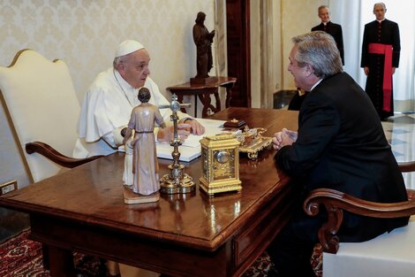 El Pontífice y Alberto Fernández, en su última visita al Vaticano. 