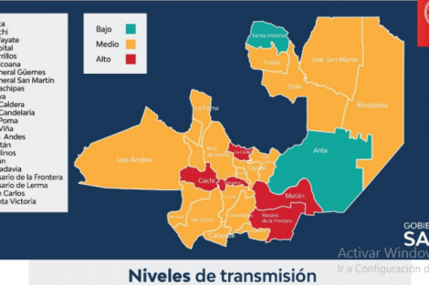 Cinco departamentos de Salta en alto riesgo por contagios