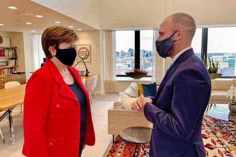 Kristalina Georgieva (FMI) en un encuentro anterior con Martín Guzmán, ministro de Economía.