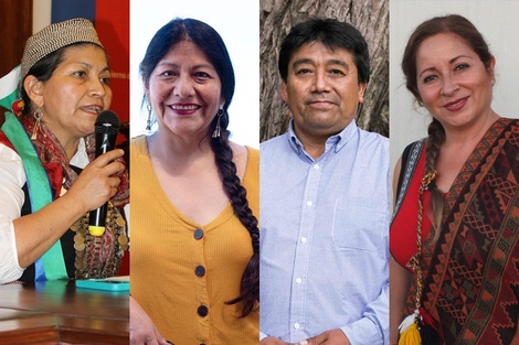 De iz. a der: Elisa Loncón, Alejandra Flores, Adolfo Millabur e Isabel Godoy Monardez.