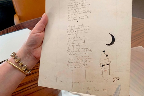 El manuscrito del poema "Romance de la luna, luna", de García Lorca, que será subastado.