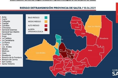 De los 23 departamentos salteños, 20 son calificados de alto riesgo