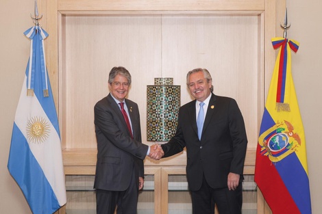 Alberto Fernández mantuvo esta mañana en el Hotel Westin de Lima una reunión bilateral con su par de la República del Ecuador, Guillermo Lasso.