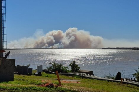 El humo por el incendio frente a Villa Constitución.