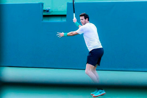 Del Potro se entrena en Miami sin protección en la rodilla