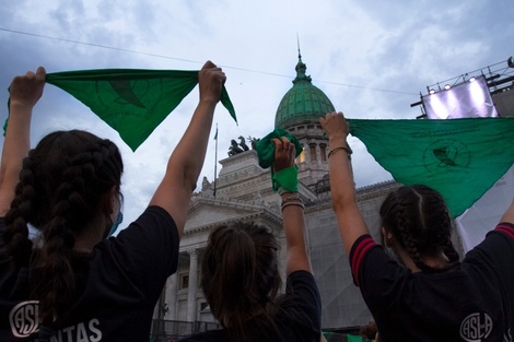 Una de las movilizaciones verdes frente al Congreso.