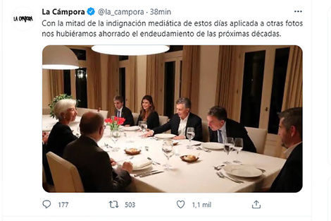 La Cámpora se refirió a la foto de Olivos y cruzó a Macri por el endeudamiento