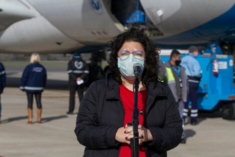 Carla Vizzotti llegó al país tras una visita a Rusia.