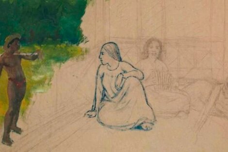 El cuadro inconcluso que se atribuye a Gauguin, cuya autoría ahora está en duda. 
